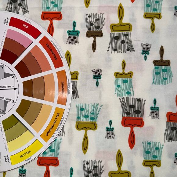 Michael Miller Fabrics - Painterly - Paint Brushes - Cotton Fabric- 3/4 Yard Cut - Picture 3 of 6